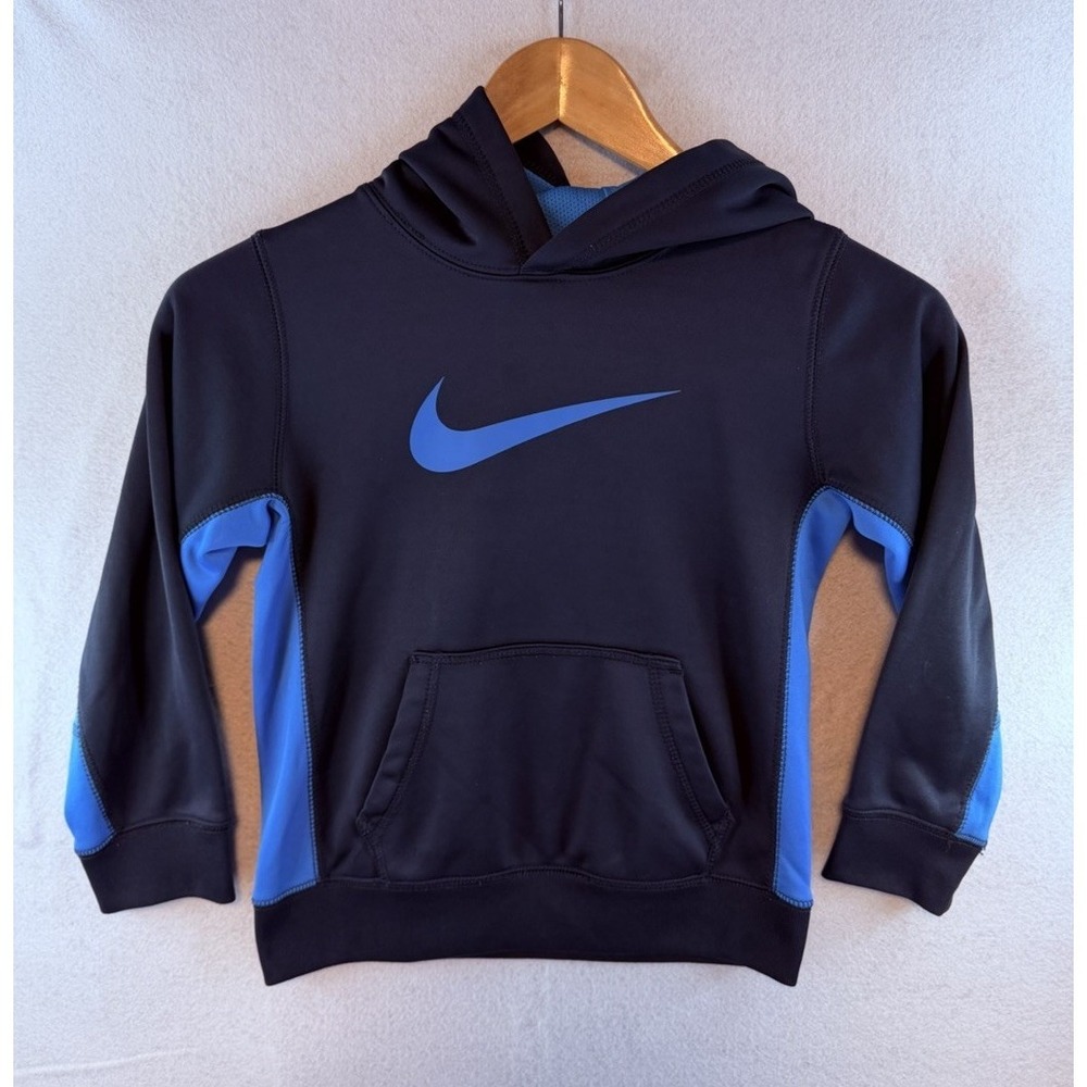 Nike Therma-FIT Youth Size 7 Blue Pullover Hoodie Fleece Logo‎ Pockets